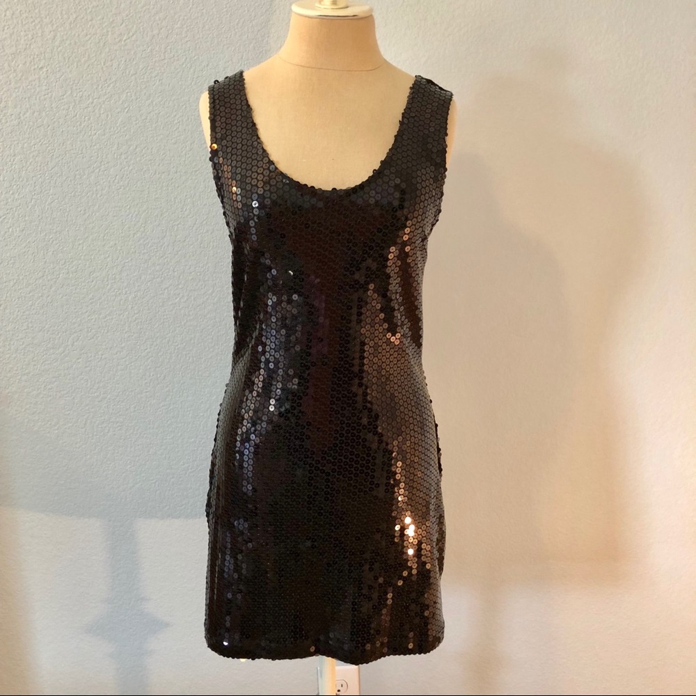 Black sequin tank dress